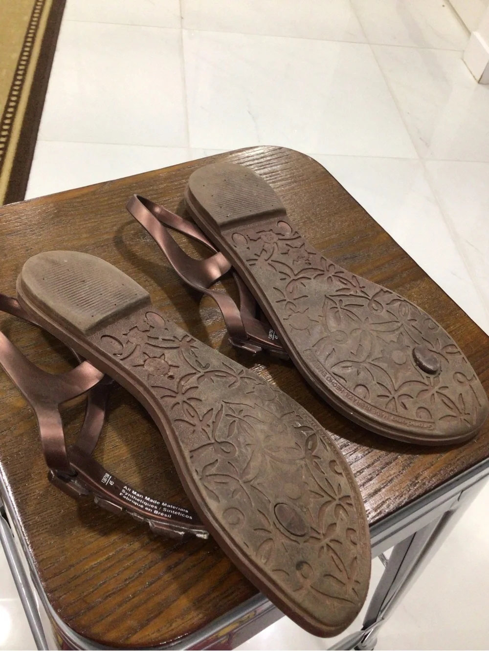 Women's Brown T-Strap Sandals with Leopard Footbed